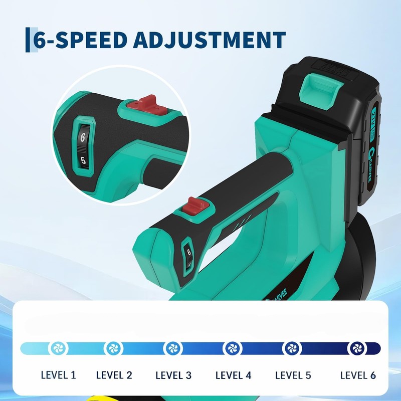 Wireless Leaf Blower 20V 6-Speed Adjustable Electric Blower w/ 2×2.0Ah Batteries gallery