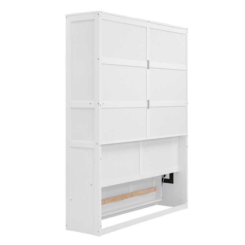 Queen Size Murphy Bed Wall Bed with Shelves,White gallery
