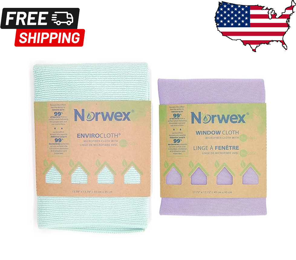 Norwex Basic Package EnviroCloth Green, Window Cloth Purple FAST SHIPPING gallery