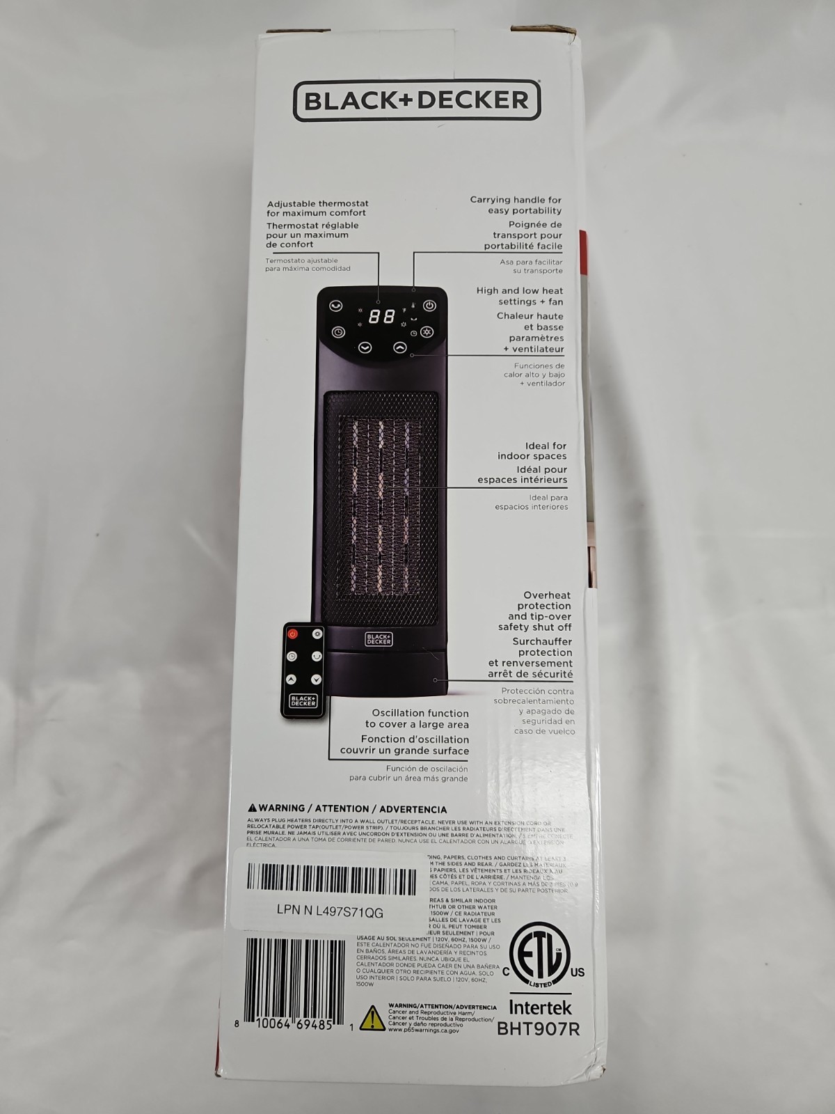 BLACK+DECKER Oscillating Space Heater, Portable Heater with Remote Control, 1b gallery
