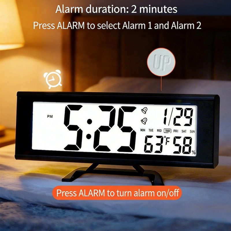 Digital Alarm Clock, [Newest] LED Alarm Clock, Large Display Desk Clock with Tem gallery