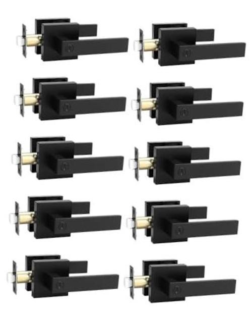 Square Privacy Door Levers Locksets in 10 Pack Privacy Door Lever - Black