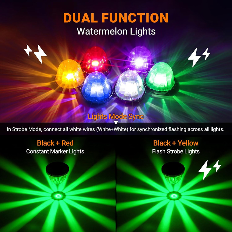 2PCS Watermelon Lights, Strobe & Constant Dual Function Green LED Watermelon Lig gallery