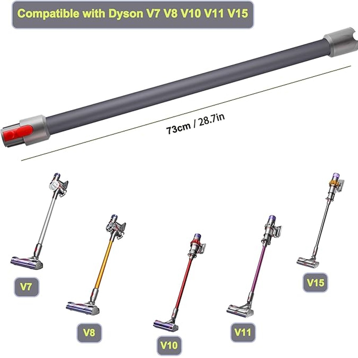Replacement Wand Extension Tube for Dyson V7 V8 V10 V15 Models Quick (Grey) gallery