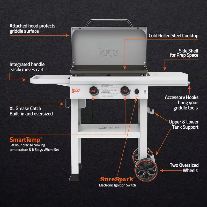 26 In. 2-Burner Classic Smarttemp Propane Flat Top Grill/Griddle in Chalk Finish gallery