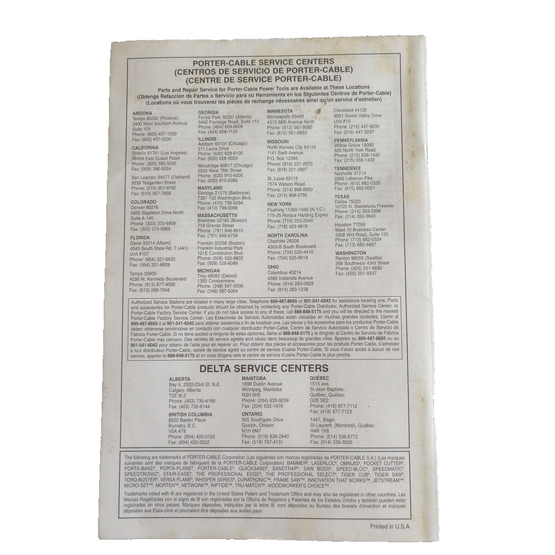 2000 Porter Cable Instruction Manual Double Insulated Variable Speed Tiger Saw gallery