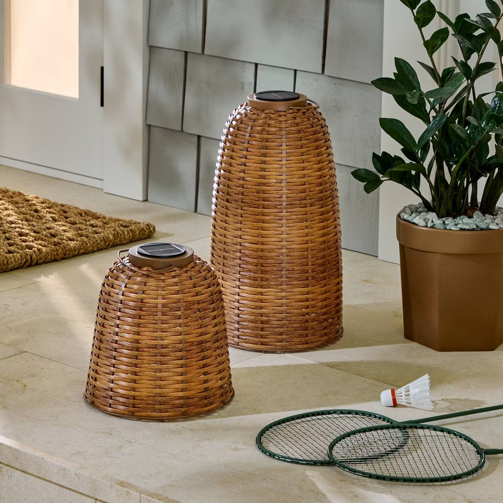 Woven Solar Lantern Tall - Hearth & Hand with Magnolia gallery