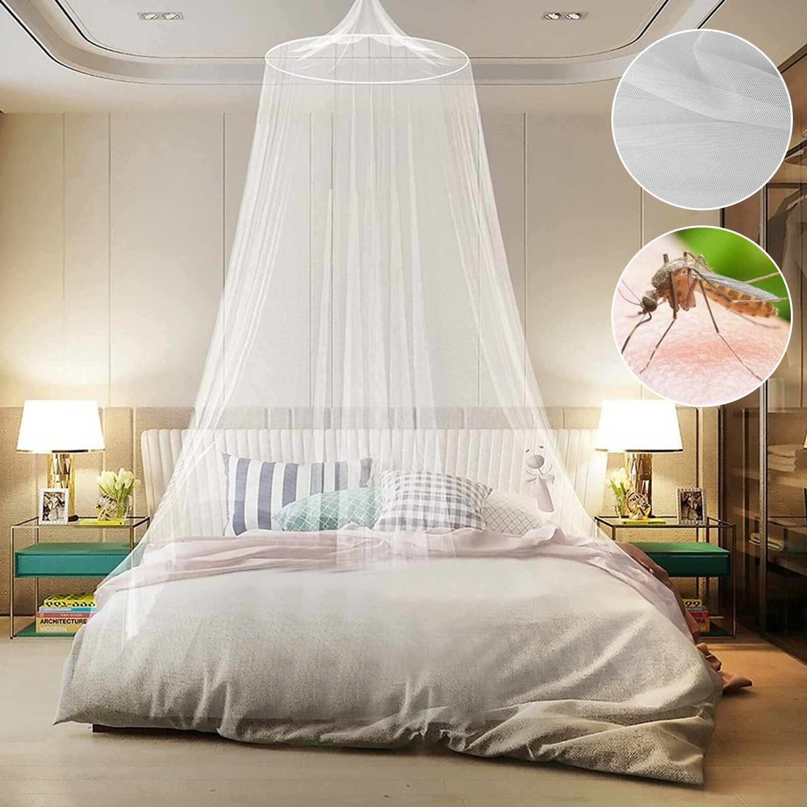 Mosquito Net Bed Queen Size Home Bedding Lace Canopy Elegant Netting Princess US gallery