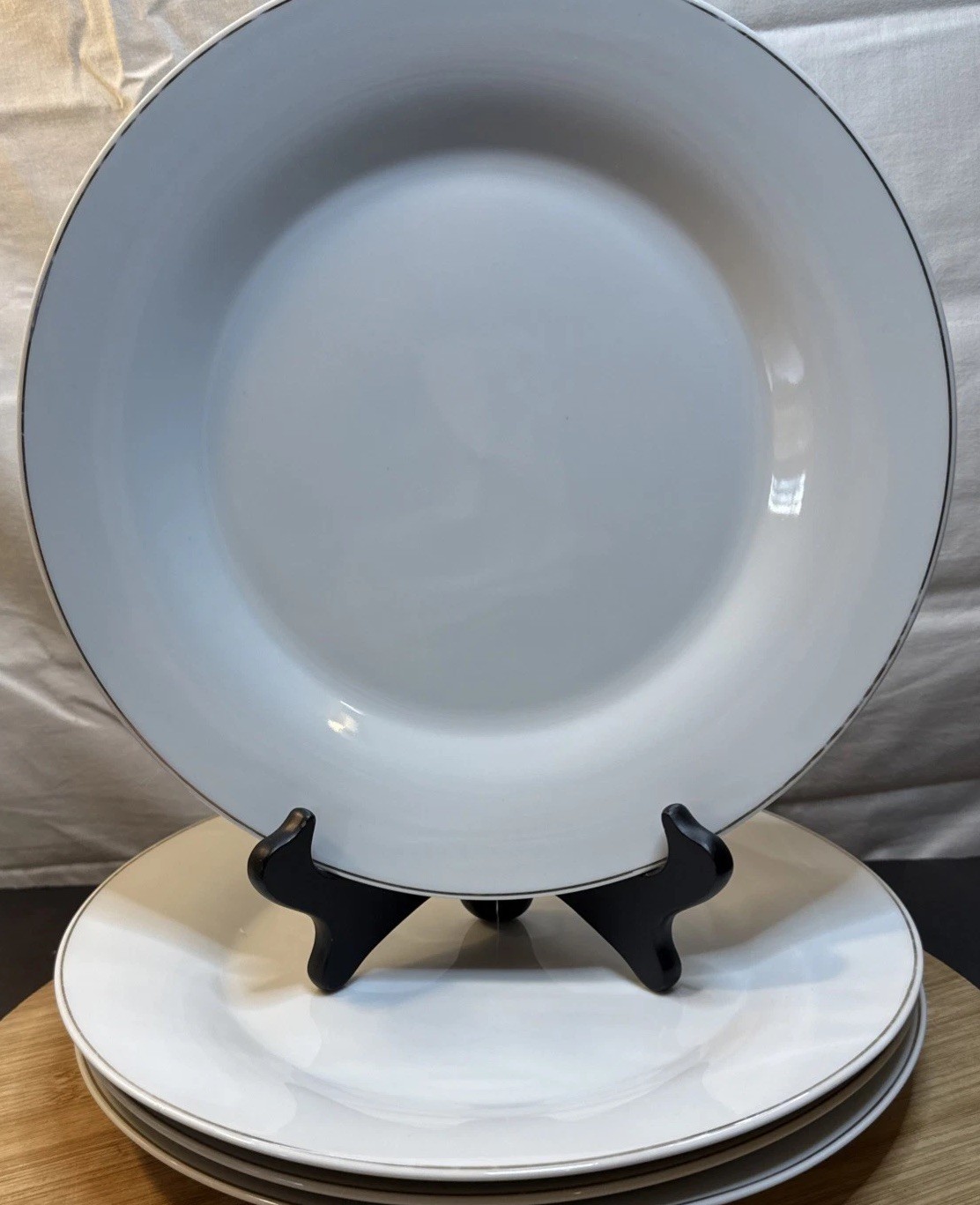 Royal Norfolk White Silver Rim Dinner Plates Set of 4 10.5” Replacement China gallery
