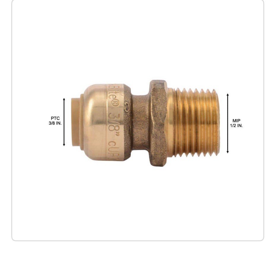 Sharkbite 3/8-in. I.D. Male Adapter, Push-to-Connect Fitting, Model: U118LFA gallery