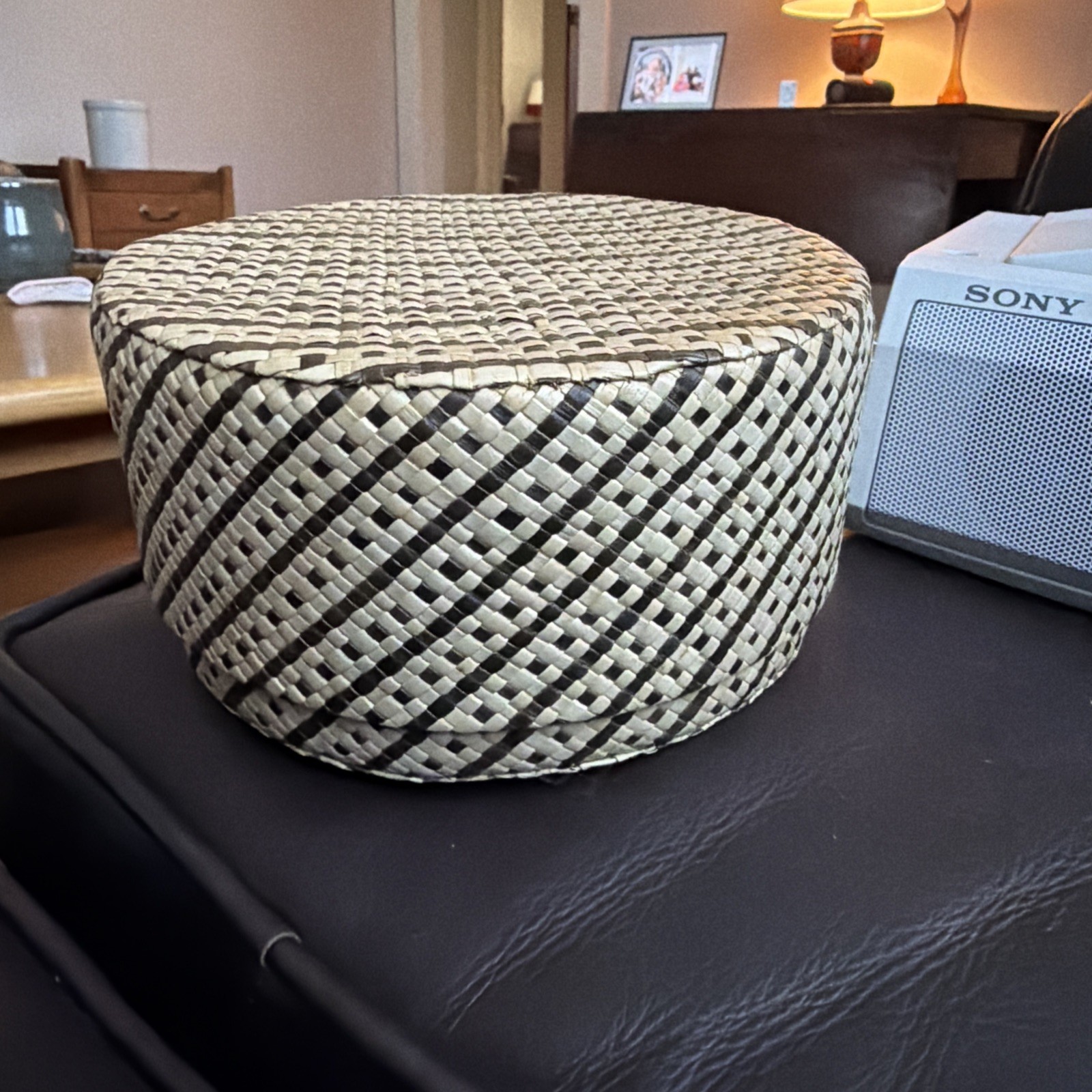 Palm Leaf Lidded Basket With Hand Weaved gallery