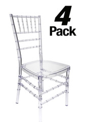 Clear Resin “Pro-Clear™” Unassembled Chiavari Chair, 4 Chair Bundle by Chivari