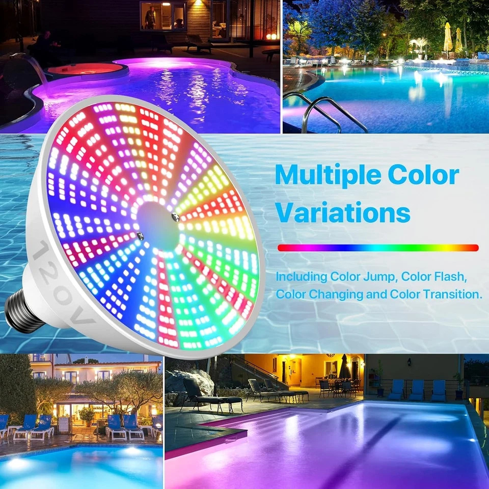 LED Pool Light Bulb: 120V 45W RGBW Pool Light for Inground Pool with 15 Light Mo gallery