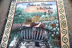 TAPESTRY THROW MULTICOLOR “SISTERS ARE BLOSSOMS IN THE GARDENT” 50 X 57″ FLOWERS