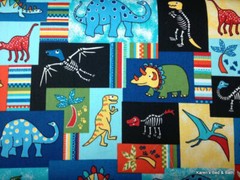 Dinosaur Valance Dino Patch Stripes Dots Blue Green Red Orange Yellow Curtain