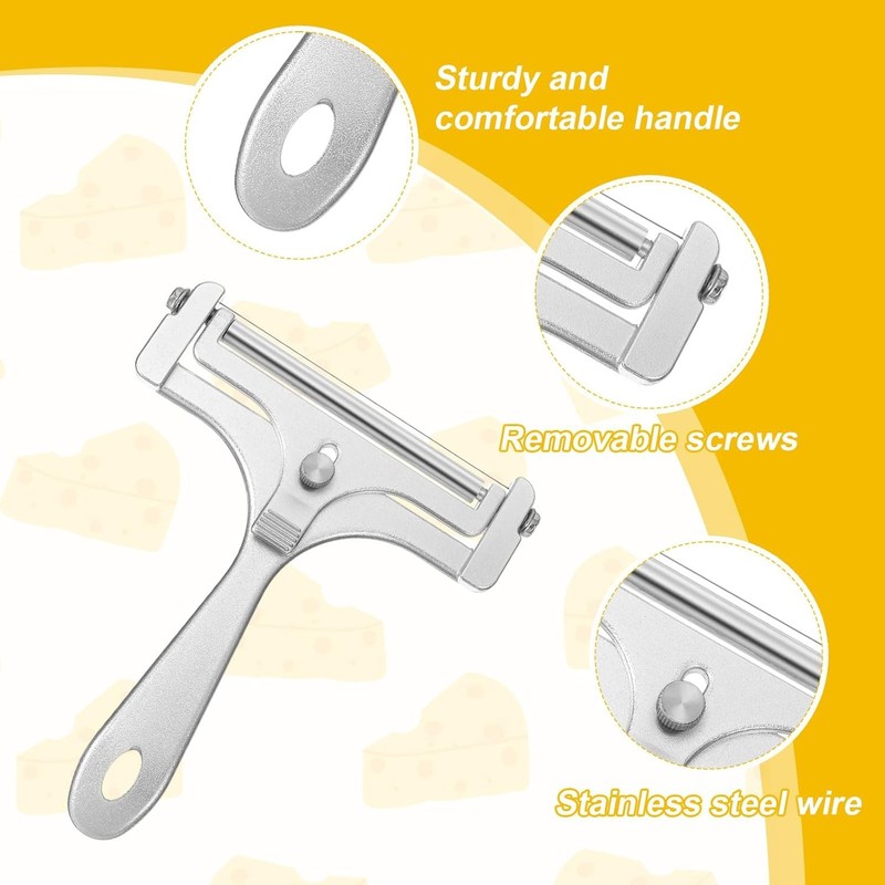 Adjustable Cheese Slicer with 8 Extra Wires Replacement, Hand Held Wire Cheese C gallery