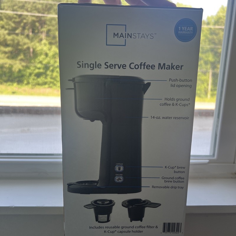 Mainstays Single Serve Coffee Maker, 14 oz, K-Cup & Ground, Black gallery