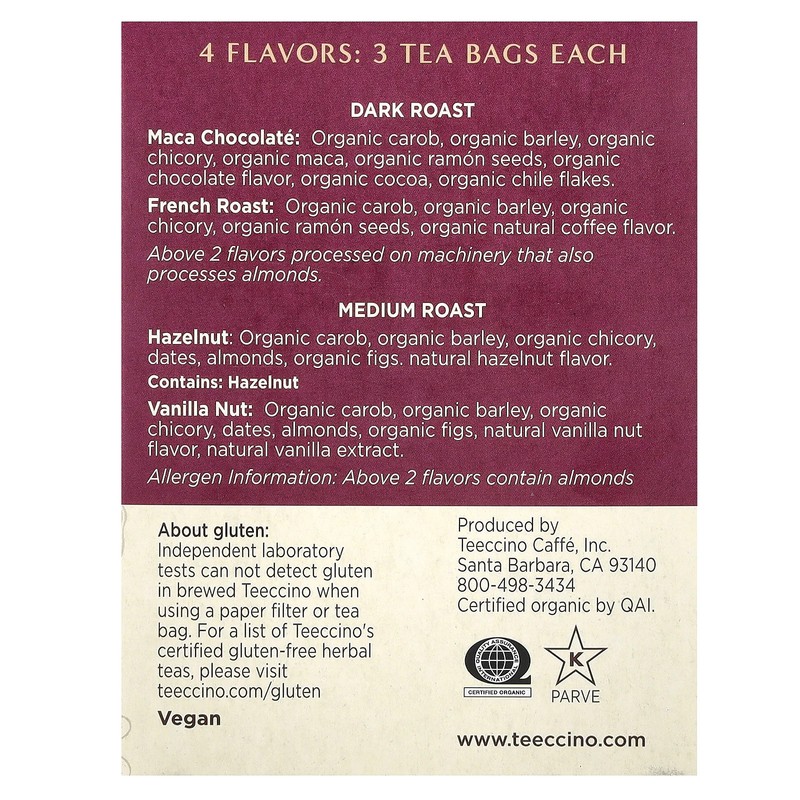 Roasted Herbal Tea Sampler, 4 Flavors, Caffeine Free, 12 Tea Bags, 2.54 oz (72 gallery