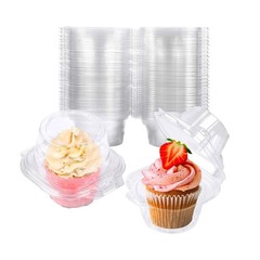 100 Pack Stackable Plastic Cupcake Containers – Deep Dome Holders & Carriers