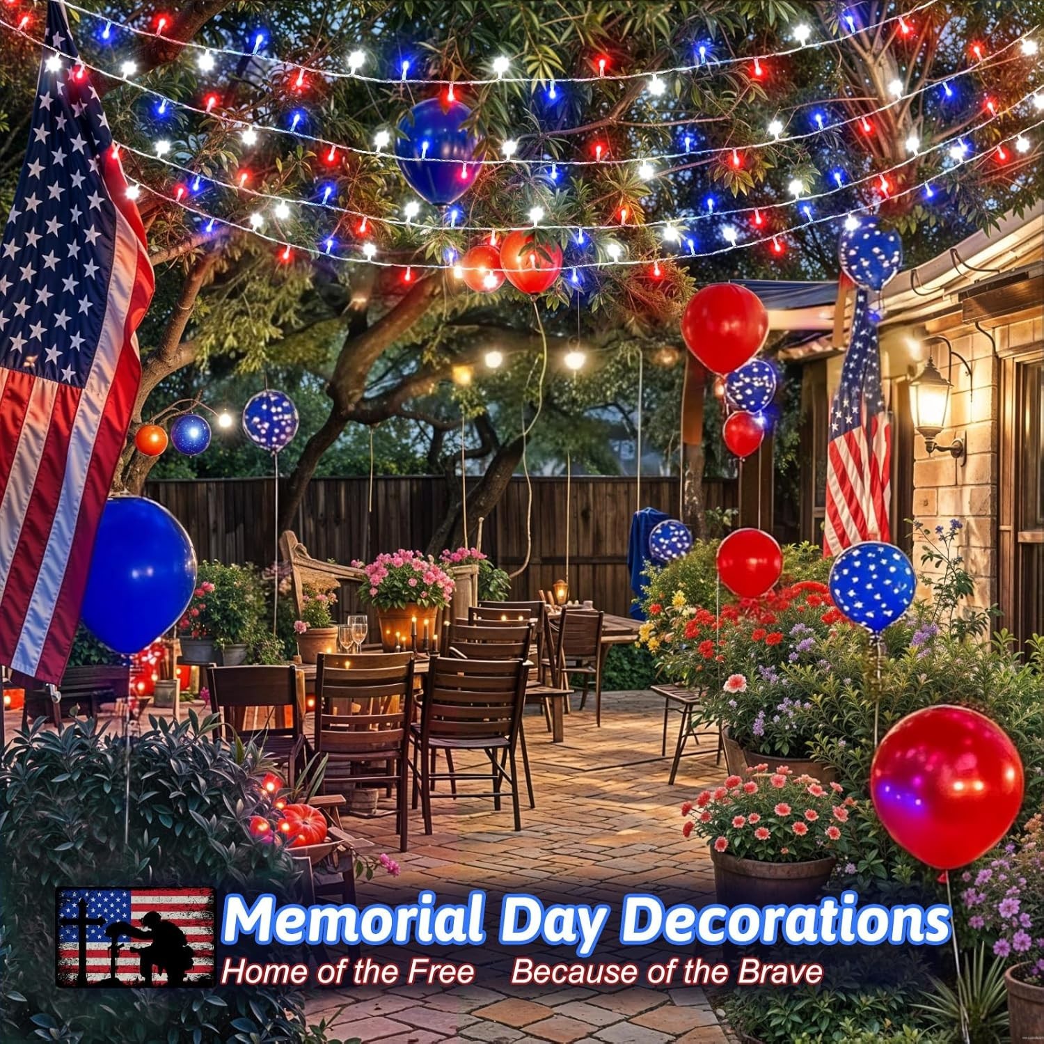 Red White and Blue Lights String for 4th of July Decorations Outdoor Total 100 L gallery