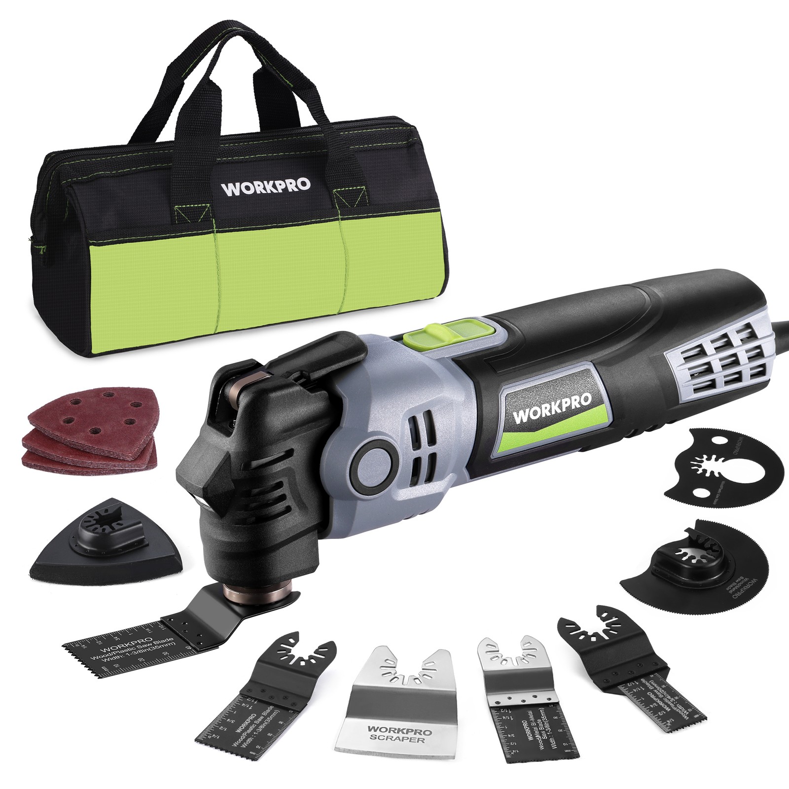 WORKPRO 400W Oscillating Multi-Tool Power Saw Adjustable 6-Speed Control gallery
