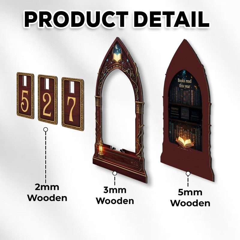 Personalized Books Read This Year Tracker, Fantasy Gothic Book Tracker Display gallery