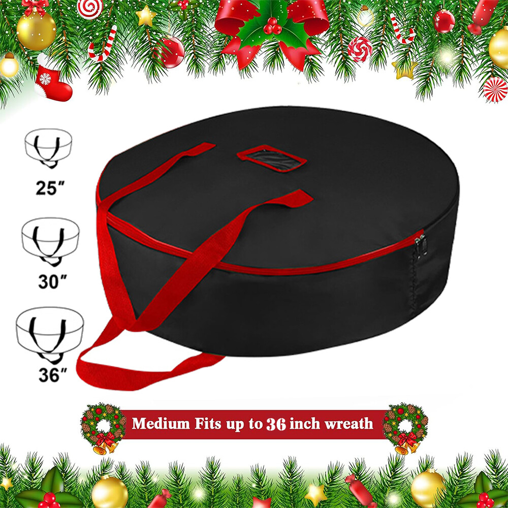 25"/30"/36" Christmas Wreath Storage Bag Garland Container Double Sleek Zipper gallery