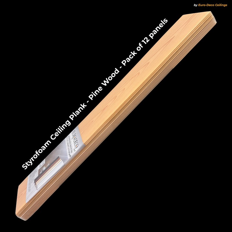 DIY Styrofoam Ceiling planks/Panels Pine - Glue up on popcorn. Pack of 120 pcs gallery