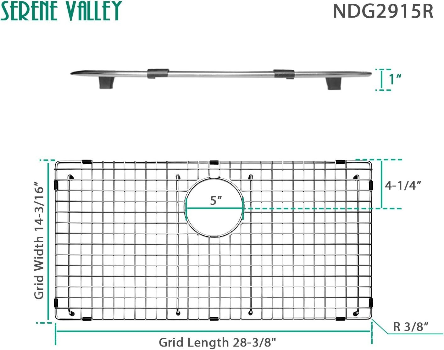 Serene Valley Sink Bottom Grid Protector 28-3/8" x 14-3/16" Rear Drain NDG2915R gallery
