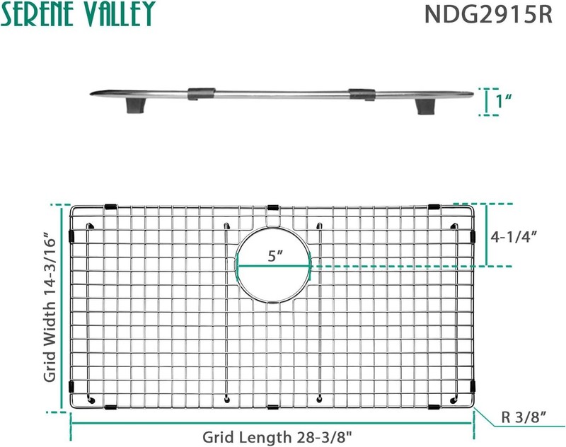 Serene Valley Sink Bottom Grid Protector 28-3/8" x 14-3/16" Rear Drain NDG2915R gallery