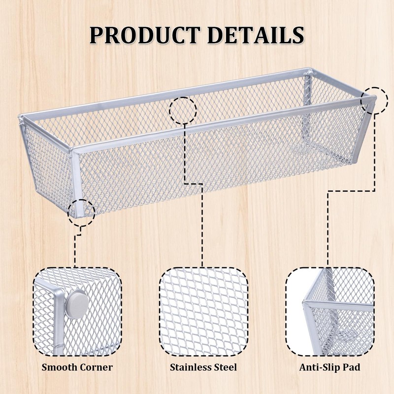 6 PCS Silver Mesh Flatware Organizer 9x3x2 Inch Metal Drawer Utensil Tray gallery