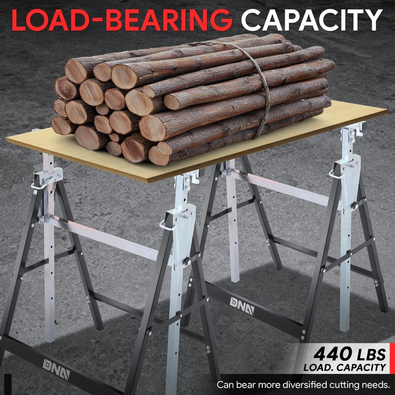 440 LBS Foldable Rust-Resistant Adjustable Woodworking Metal Saw Horse Metallic gallery