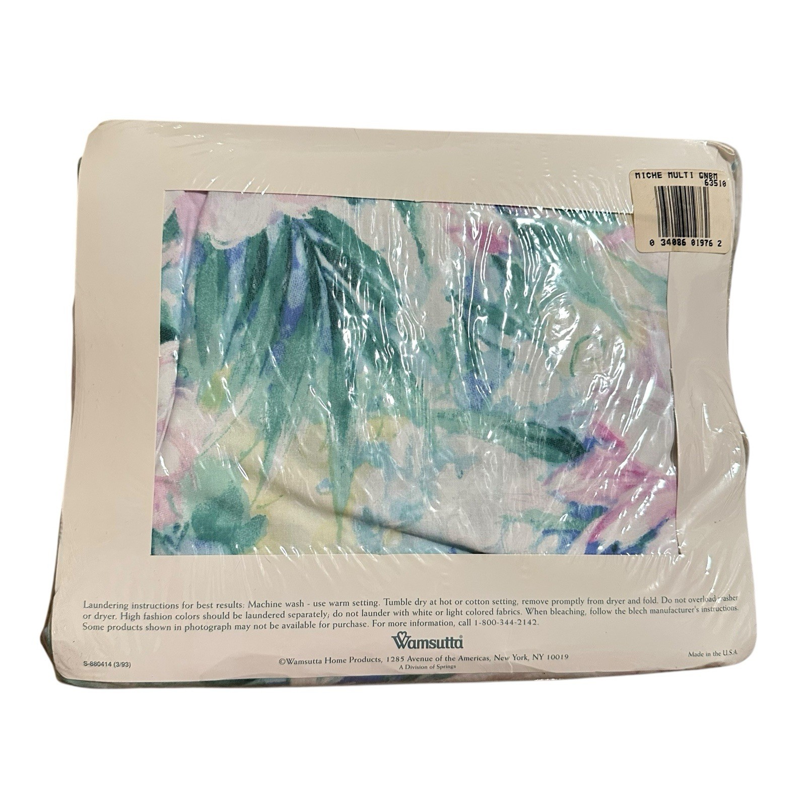 Wamsutta Hydrangea Multi Color Floral No Iron Percale Queen Flat Sheet USA NEW gallery
