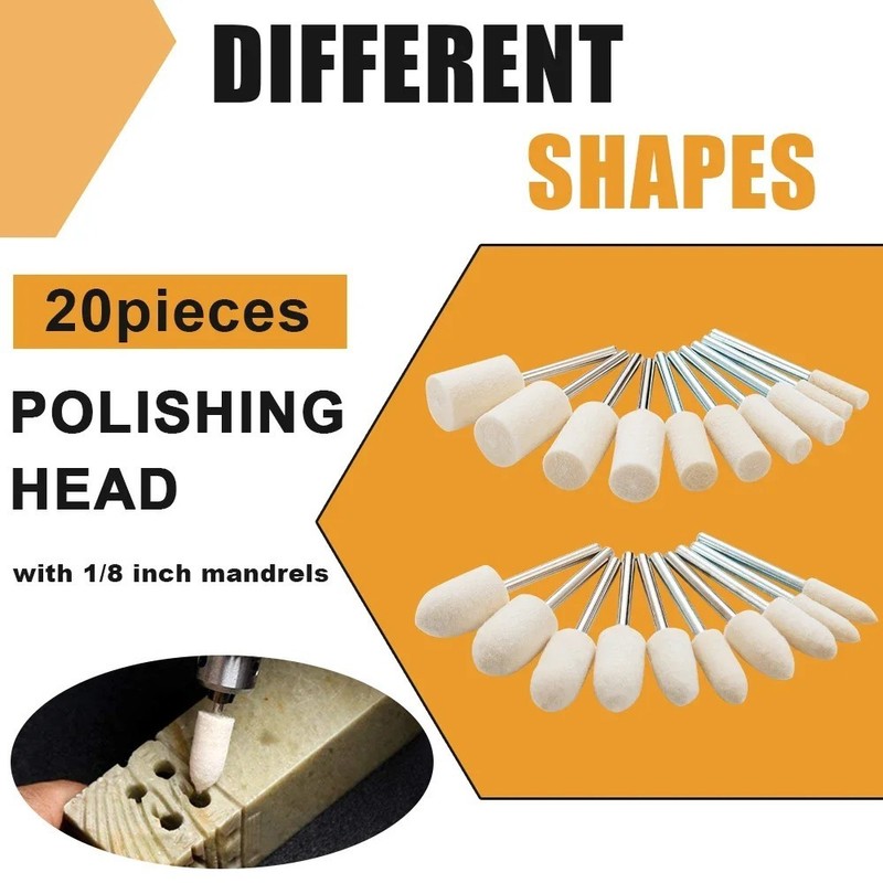 80PCS Wool Polishing Wheels for Dremel, 1/8" Shank Felt Buffing Pads Kit, Jewelr gallery