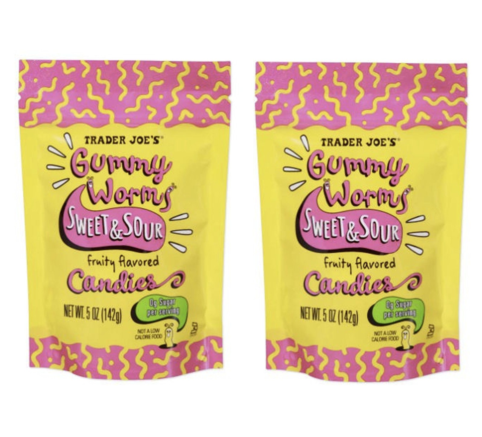 2 Pack Trader Joe's Sweet & Sour Gummy Worms Candies 5 oz each NEW ITEM gallery