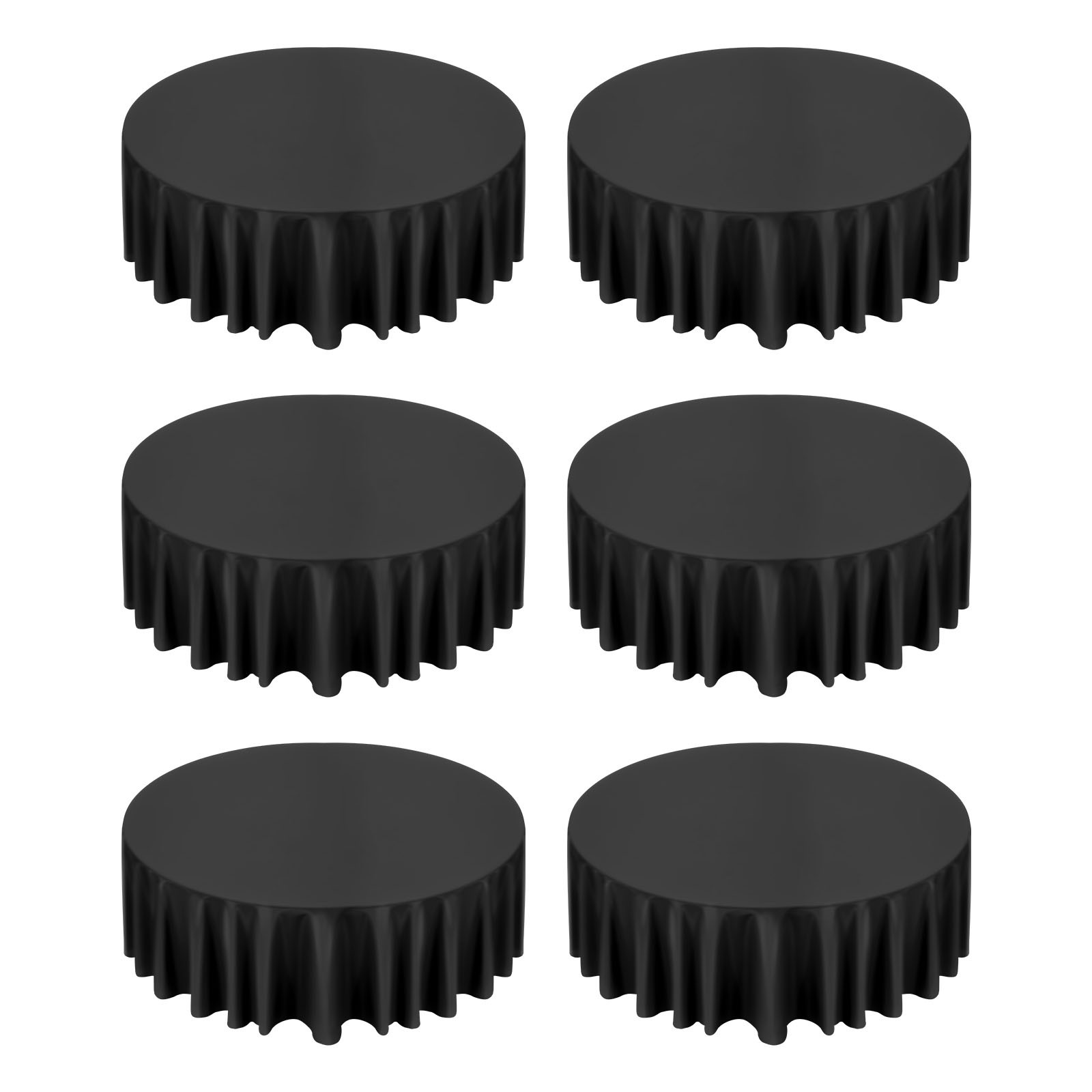 Uimoso Round Polyester Tablecloths for Weddings and Events, Black, 6-Pack,120 In gallery