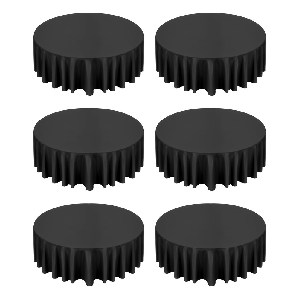 Uimoso Round Polyester Tablecloths for Weddings and Events, Black, 6-Pack,120 In