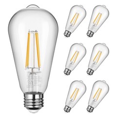 DEWENWILS 6 Pack Vintage LED Edison Bulbs,Dimmable Warm White ST64 800LM, E26 7W