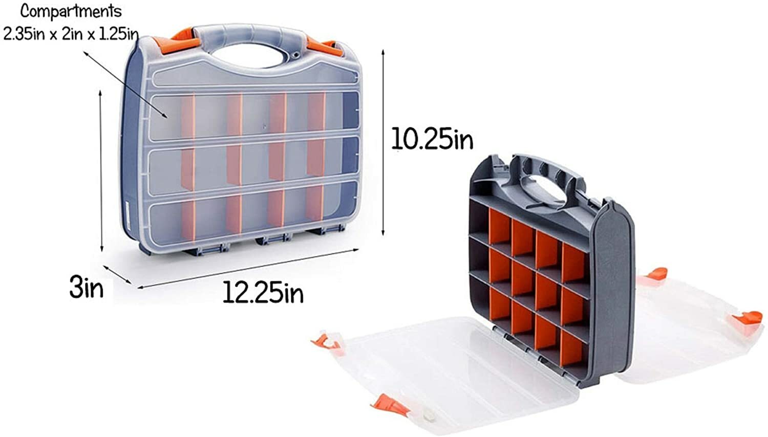 2 Sided Customizable Craft Storage Box Adjustable Dividers Carrying Case 12in gallery