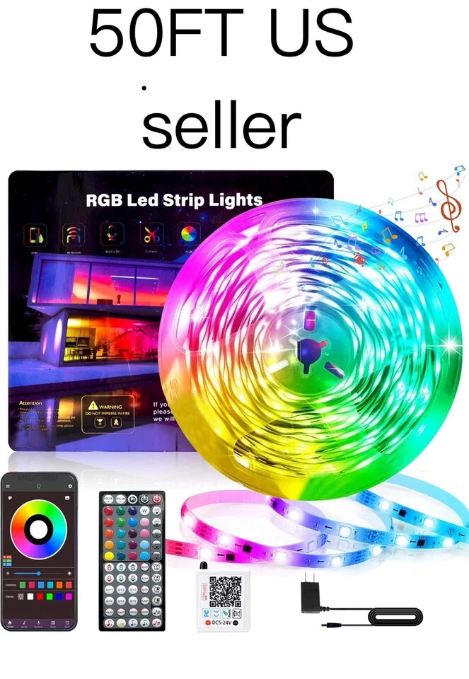 50 Ft LED Strip Lights, Smart Light with App Remote Control, RGB LED 1 ROLL 50ft gallery