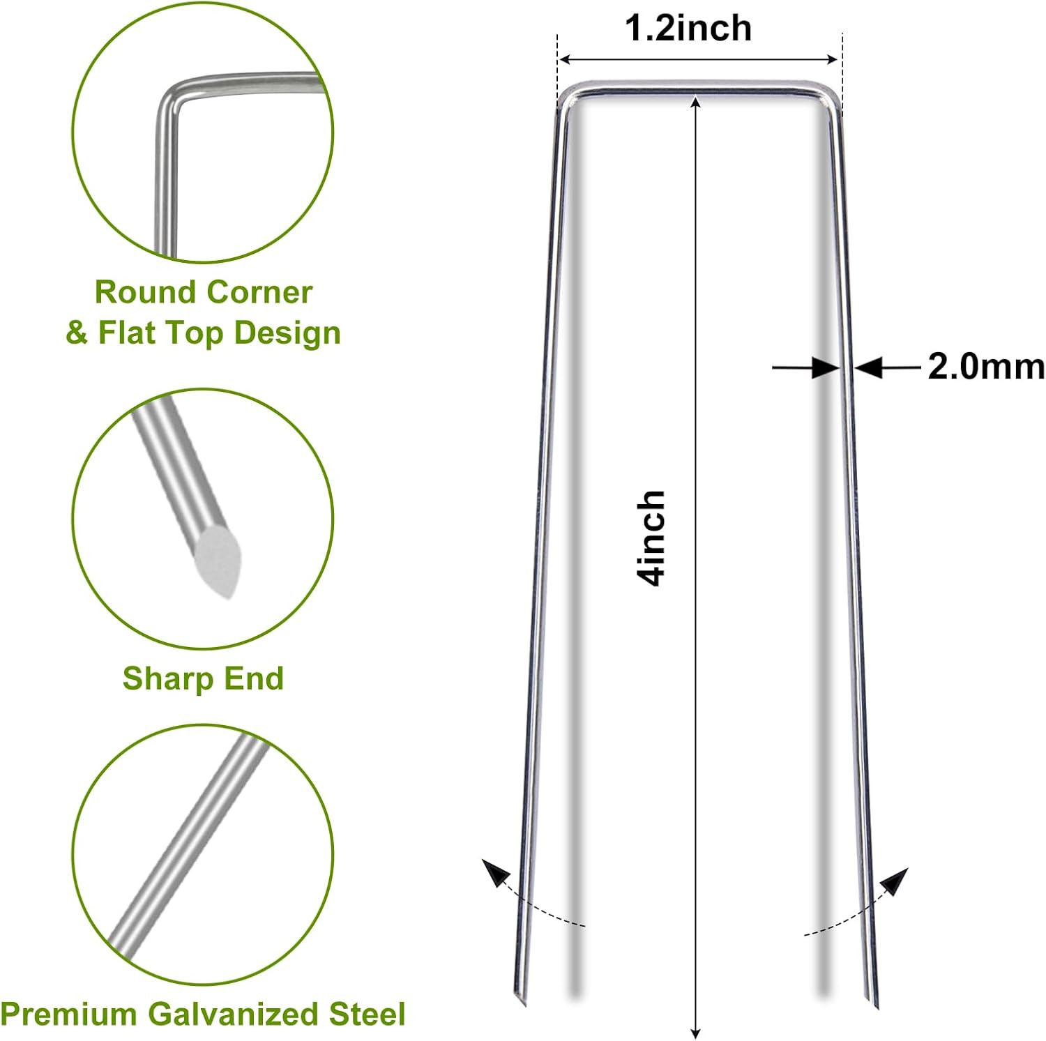 75 Pack 4" Landscape Staples Galvanized Garden Pins Weed Barrier Stakes gallery