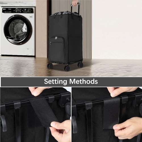 Extra Large Rolling Laundry Basket with Wheels, 90L Cart Version Darkgrey gallery