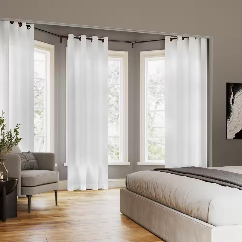 Vail Slub Textured White Linen Polyester Blend 52 In. W X 63 In. L Grommet Light gallery