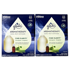 2 Pack Glade Aromatherapy Cool Mist Diffuser Lemongrass Bergamot 60 Day