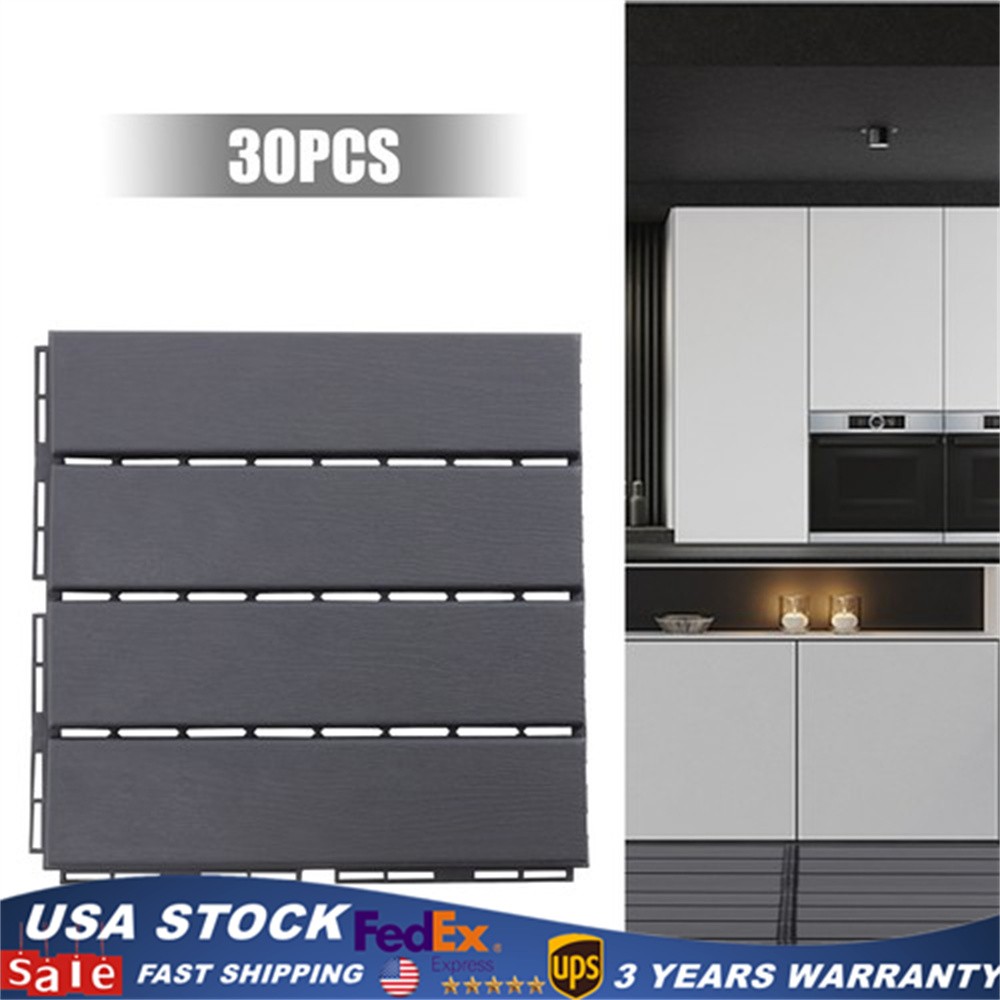 12"x12" Interlocking Deck Tiles, 30 Pack Outdoor Patio Floor Tiles Dark Gray