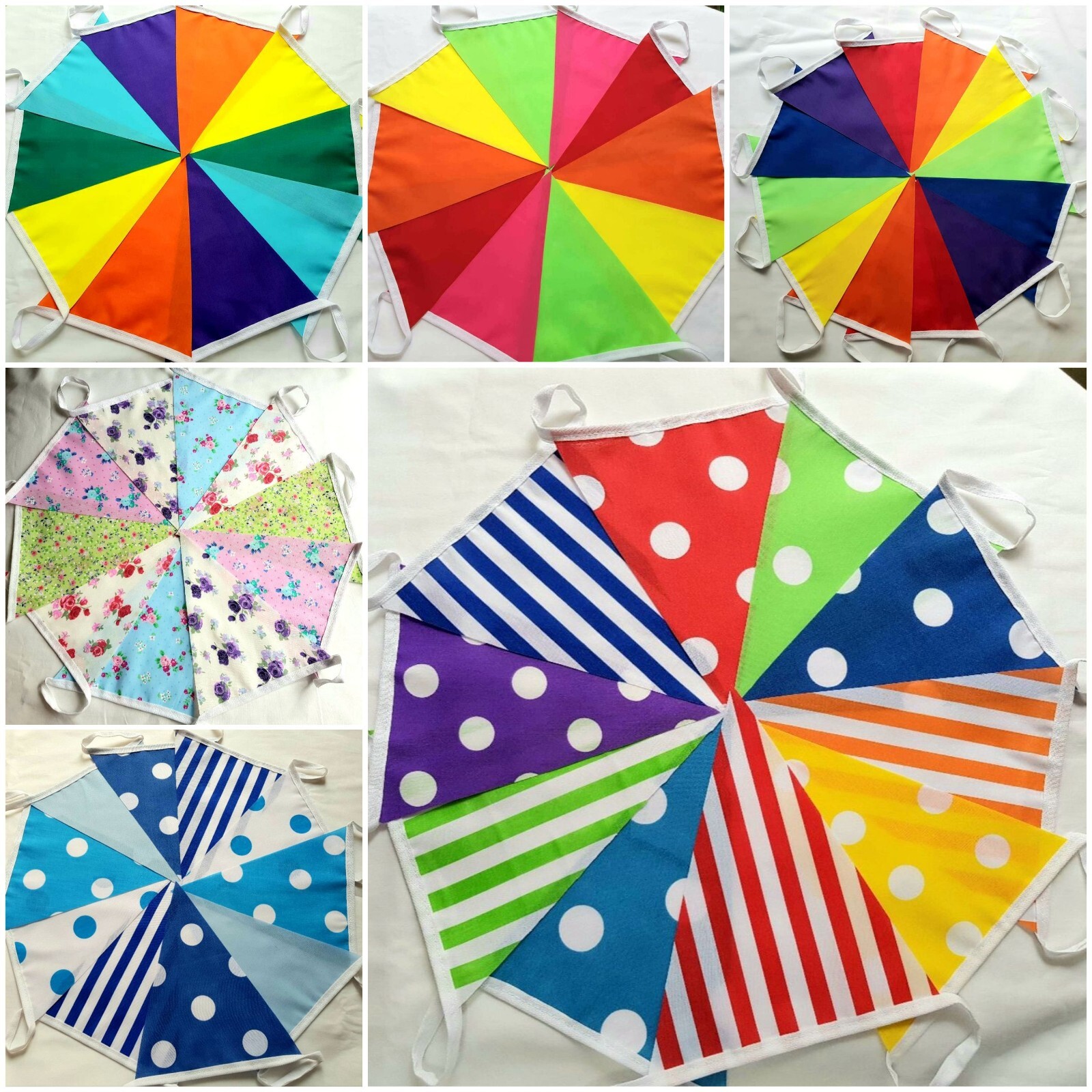 Handmade Fabric Bunting Wedding Vintage Floral Tartan 10FT 3 for 2 CLEARANCE gallery