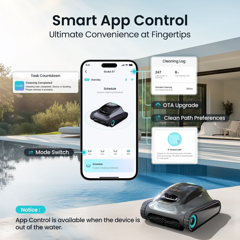 Cordless Robotic Pool Vacuum Cleaner,App Support,AIPER Scuba S1 2025 gallery