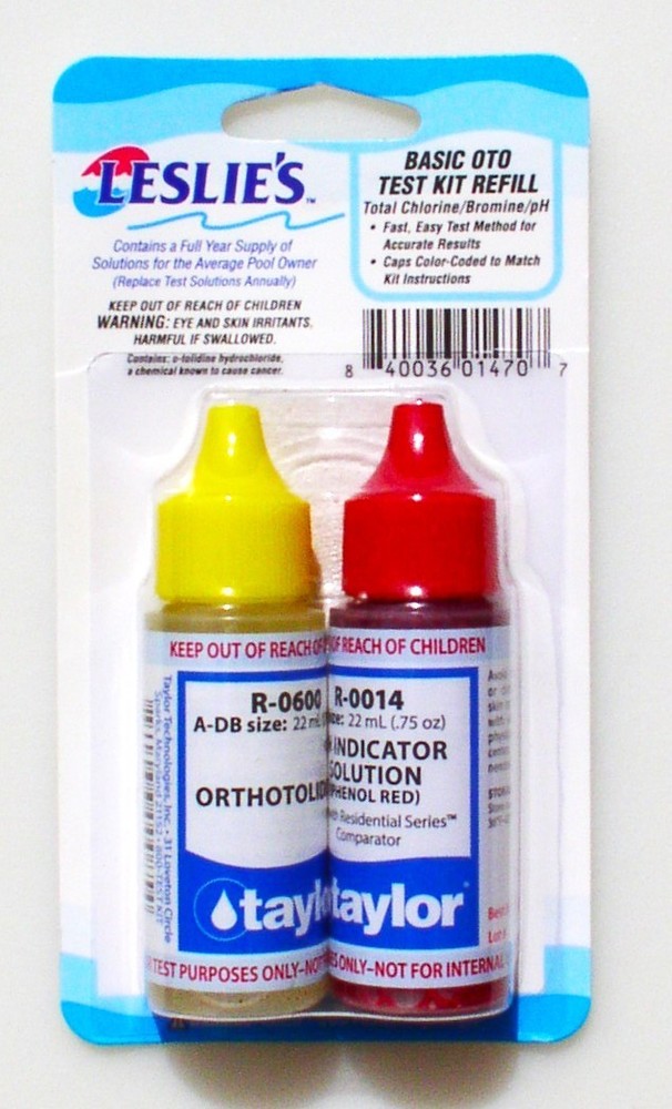 Leslie's Pool Test Reagent Solution Drops Refill Kit Chlorine Bromine pH 2-Pack