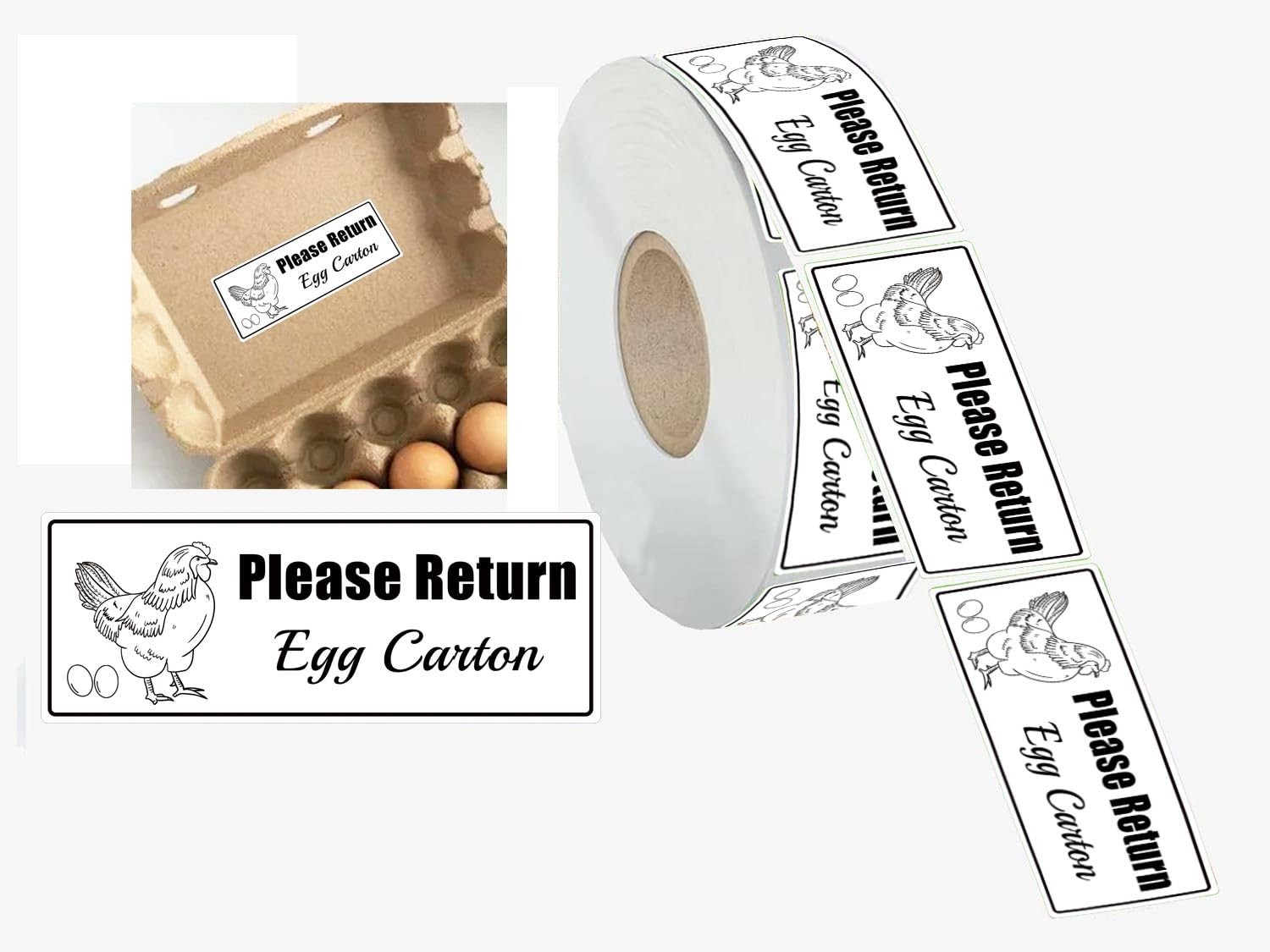 1 x 2.625 Inch 500 Pcs Please Return Egg Cartons 1 x inch, White gallery