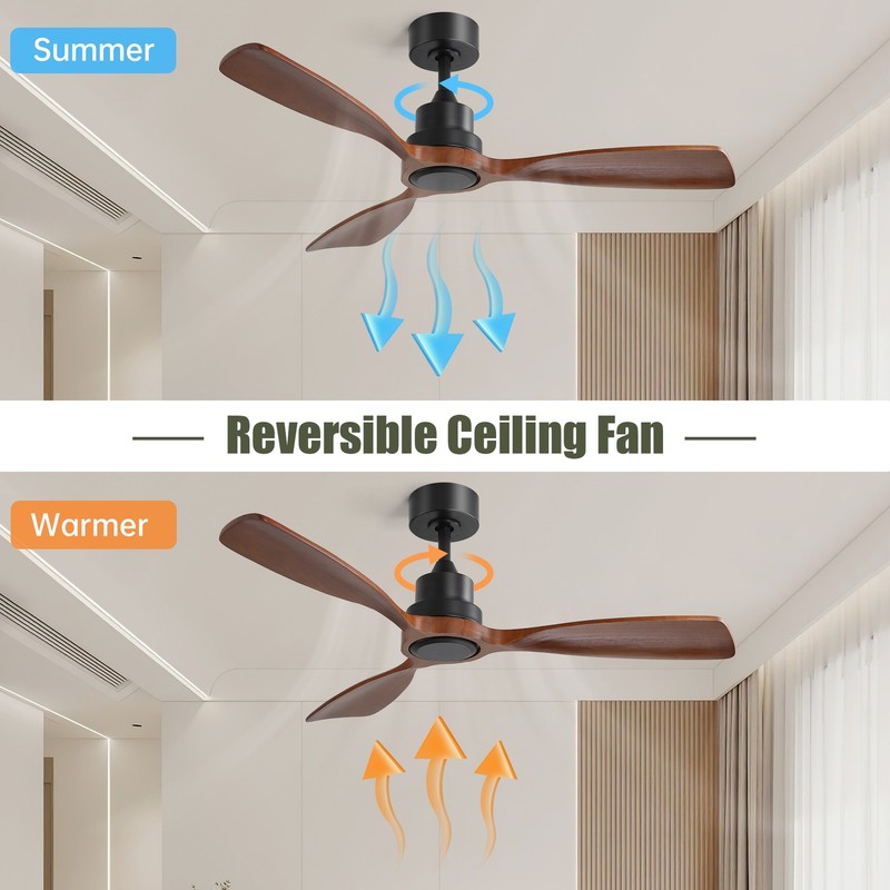 48in.Solid Wood Blade,Ceiling Fan,No Light,Reversible,Remote,Adjustable 6 Speed. gallery